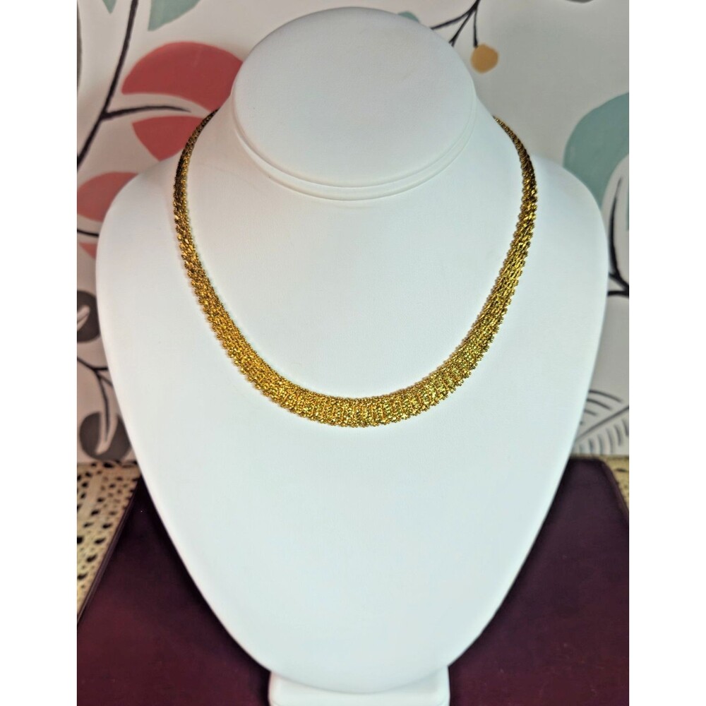 Vintage Veronese Graduated 18K Gold Plated 925 Italian Silver Necklace 17.5 in